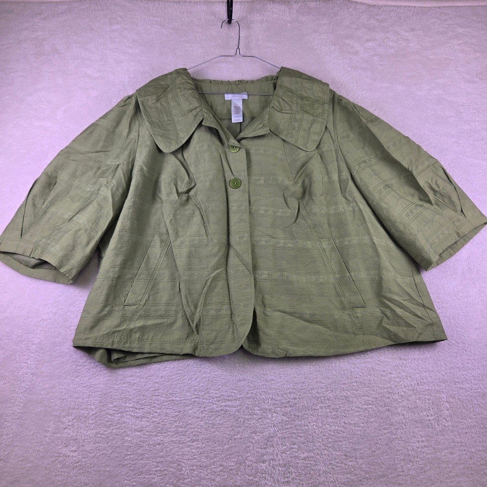 JH Collectibles Woman Olive Green Embroidered Cropped Jacket Plus Size 3X